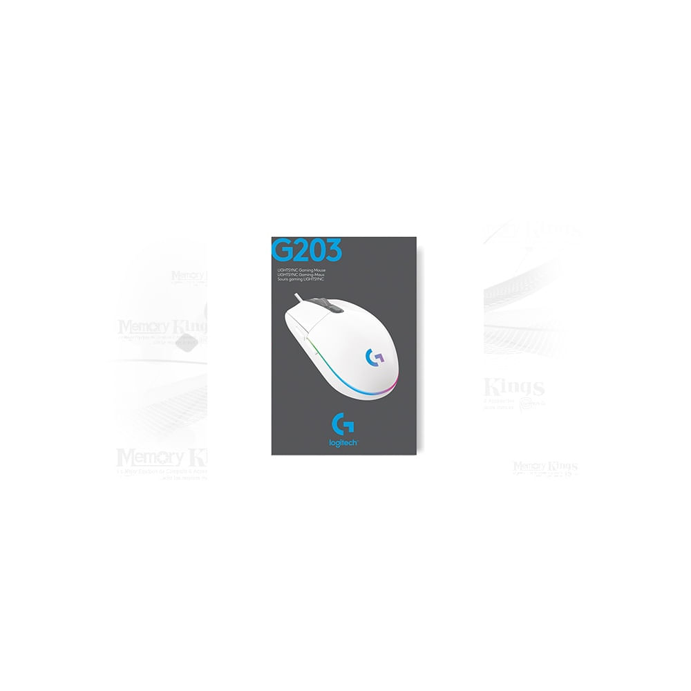 Mouse Logitech G203 Lightsync óptico 8000 DPI RGB blanco | Precisión y estilo en tu juego