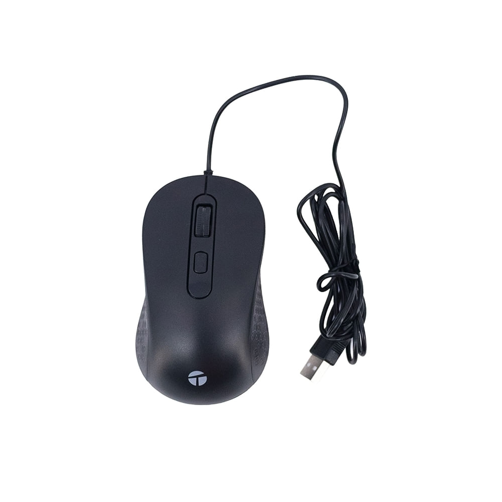 Mouse óptico USB TEROS TE-1229S negro con 4 botones para un control preciso y cómodo