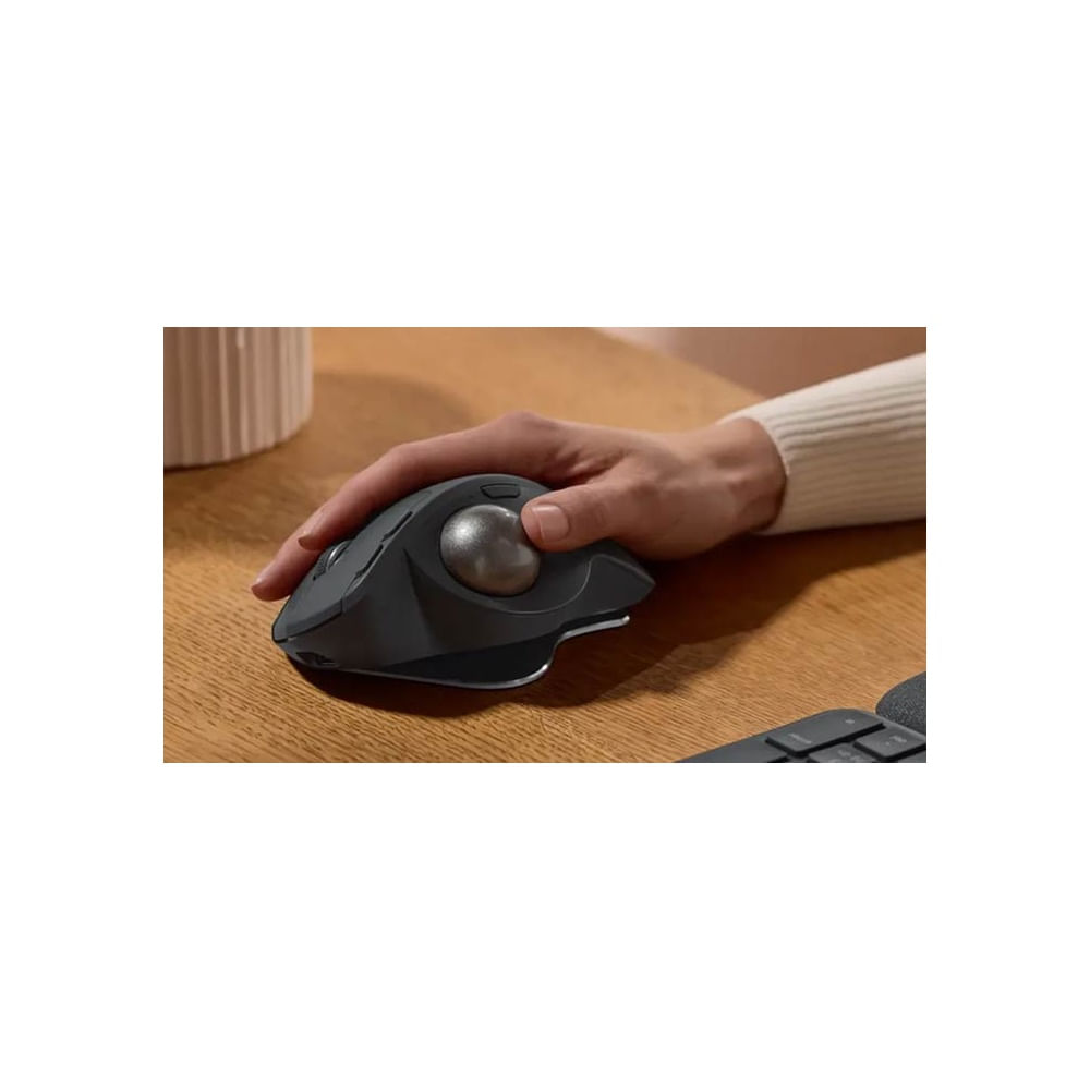 Mouse Logitech MX Ergo S: Trackball inalámbrico Bluetooth y USB-C, color negro, ergonómico.