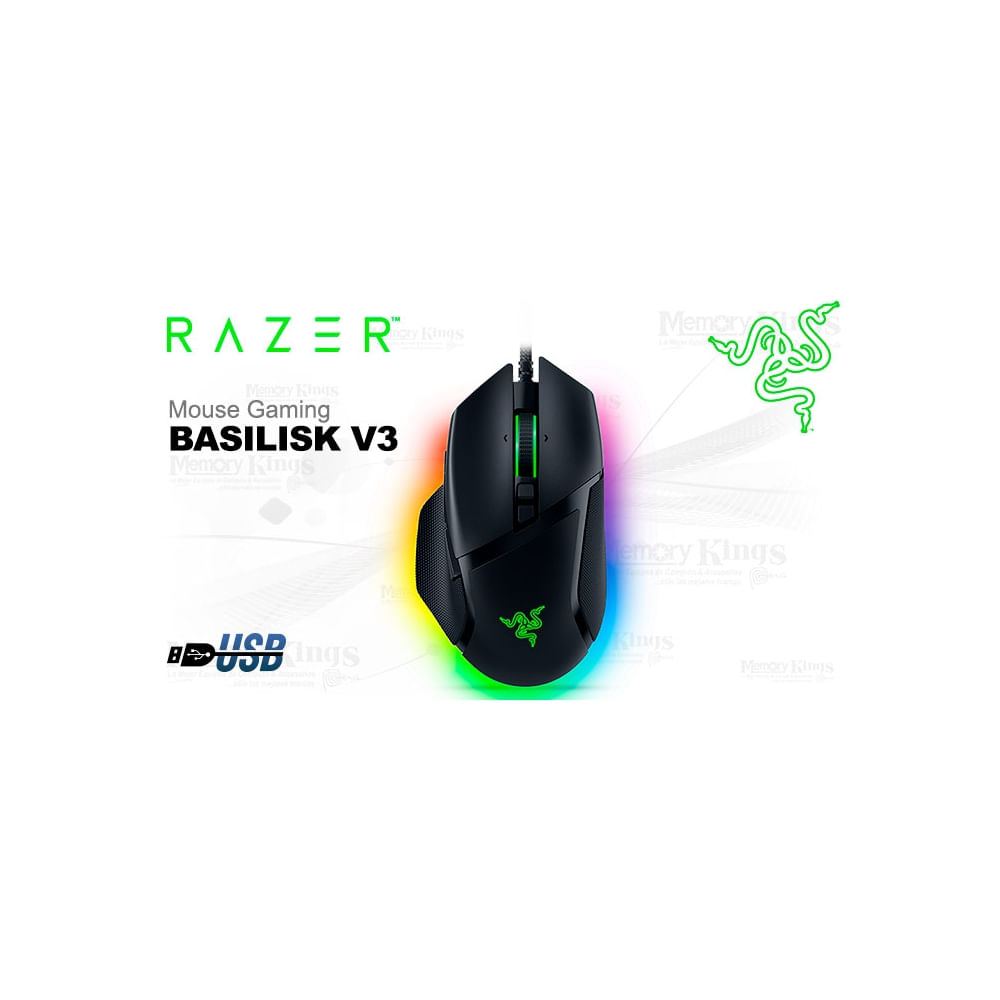 Mouse gaming Razer Basilisk V3 Chroma RGB 26K, negro, alta precisión y personalización avanzada