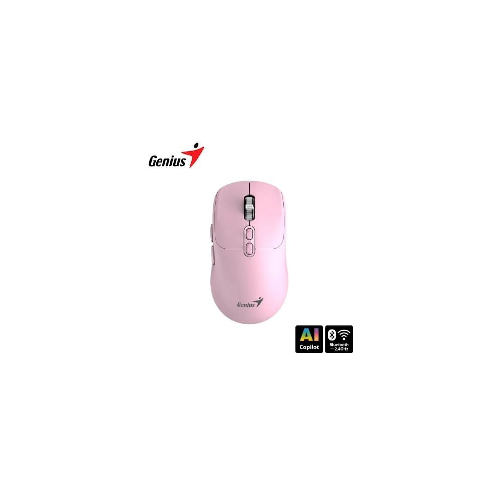 Mouse Genius NX-8080S IA Copilot silencioso en color rosa - cómodo y preciso para gaming y oficina