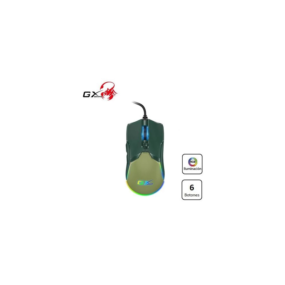 Mouse Genius GX Scorpion M700 RGB Army Green - 7200 DPI, 6 botones programables y memoria integrada