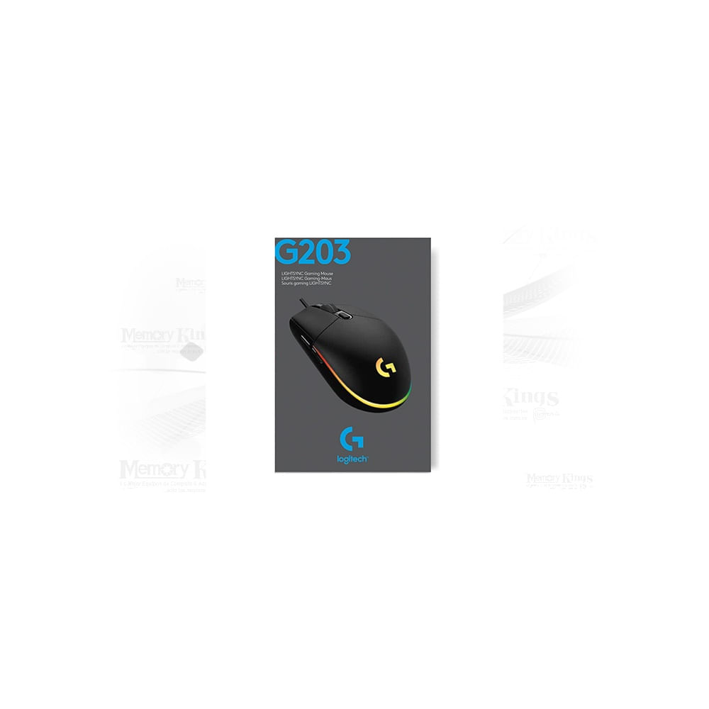 Mouse Logitech G203 Lightsync óptico 8000 DPI, RGB, negro - precisión y estilo para gamers