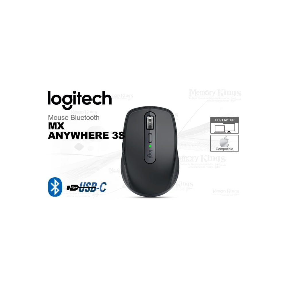 Mouse Logitech MX Anywhere 3S Bluetooth y USB-C, 8K DPI, Color Grafito - Ideal para Trabajo y Viaje