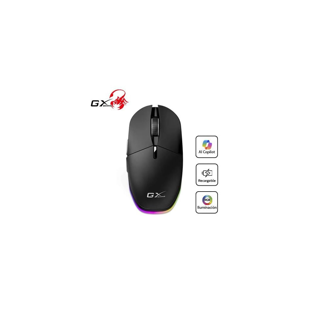 Mouse Genius GX Scorpion M8250: inalámbrico recargable, 3200 DPI, RGB, color negro