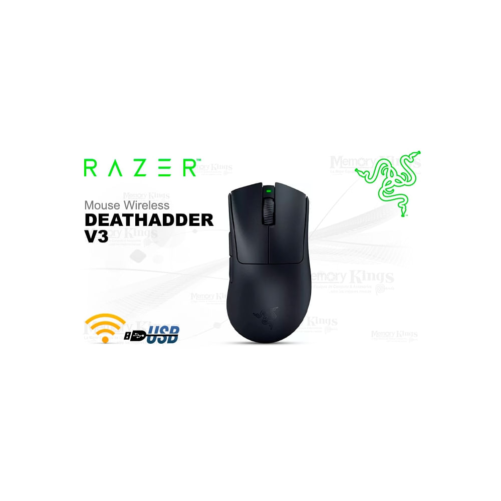 Razer DeathAdder V3: Mouse inalámbrico 26K DPI, 100h de batería, multi-dispositivo, color negro