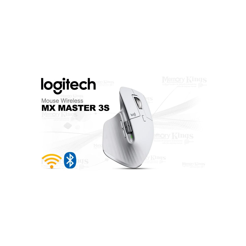 Mouse Logitech MX Master 3S Wireless Blanco y Gris - Conectividad Bluetooth, Ergonomía Superior