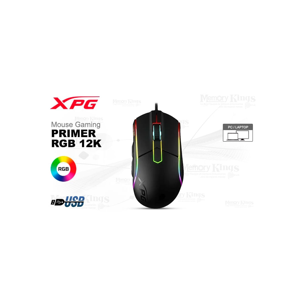 Mouse gaming XPG Primer RGB 12K, precisión extrema y diseño ergonómico para jugadores avanzados