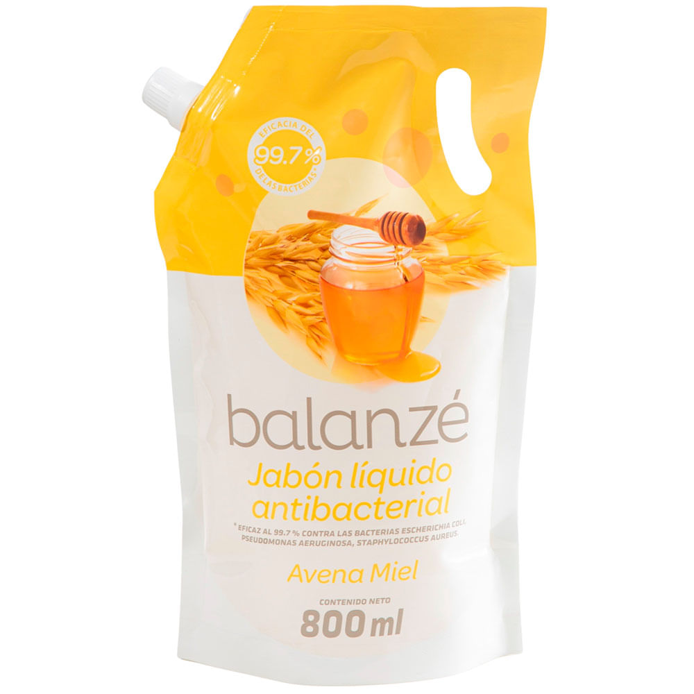 Jabón Líquido Antibacterial BALANZÉ Avena Miel Doypack 800ml