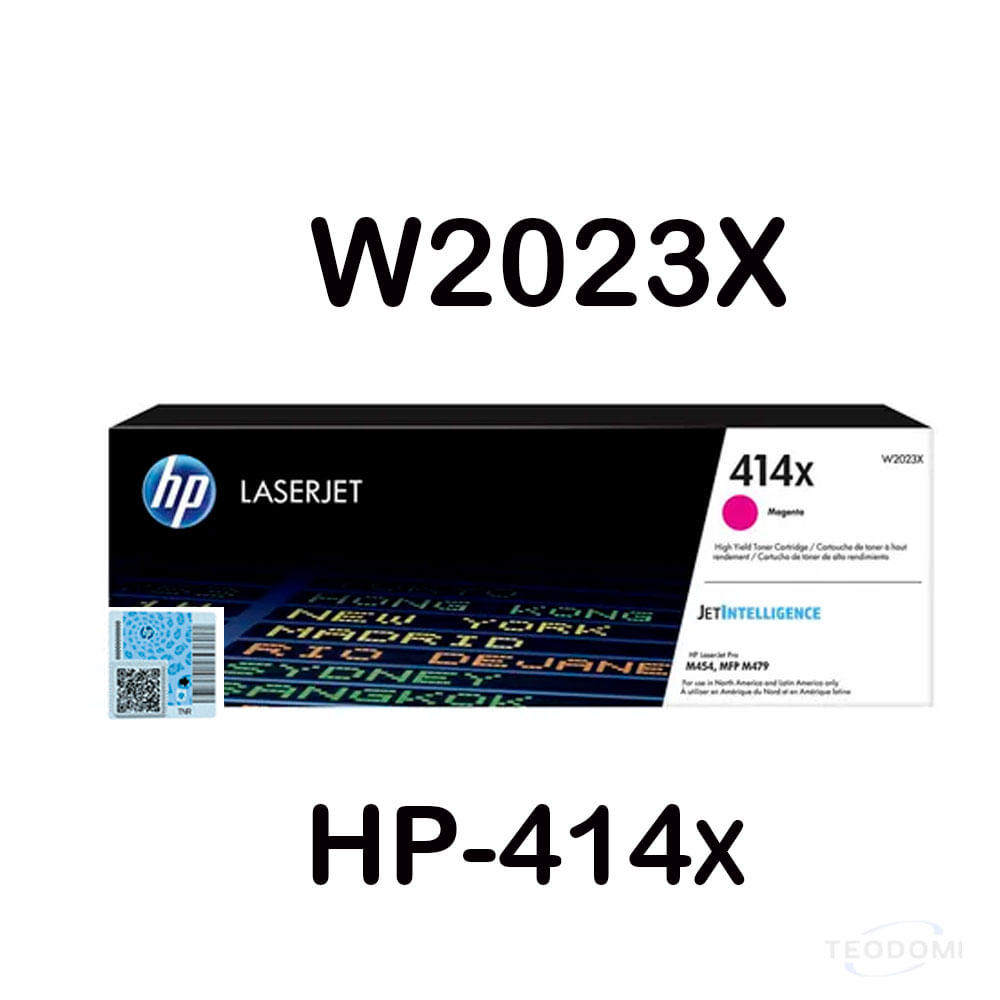 Tóner HP 414X Magenta W2023X Alto Rendimiento para LaserJet M454dw y M479dw