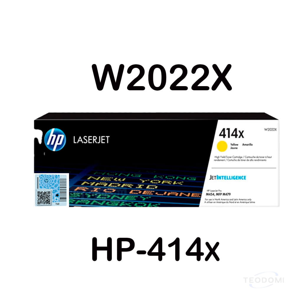 Tóner HP 414X Amarillo W2022X Alto Rendimiento para LaserJet M454dw y M479dw