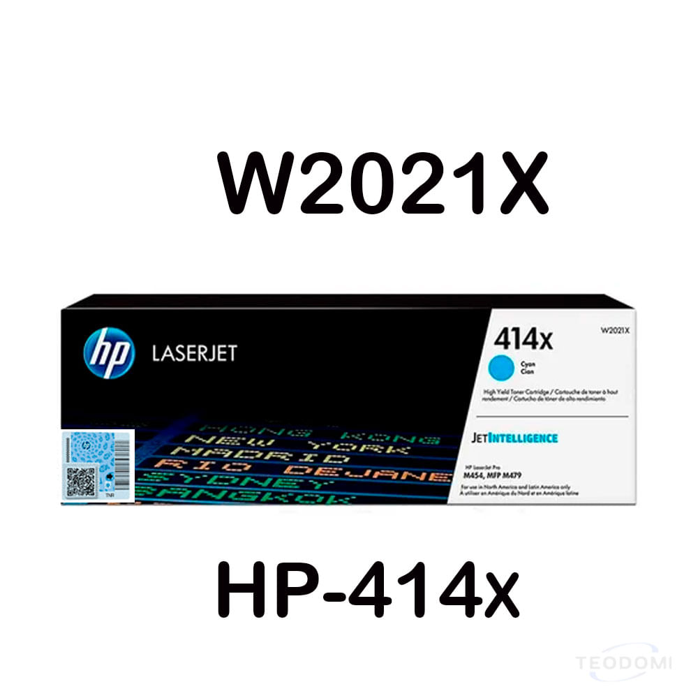 Tóner HP 414X Cian W2021X Alto Rendimiento para LaserJet M454dw y M479dw