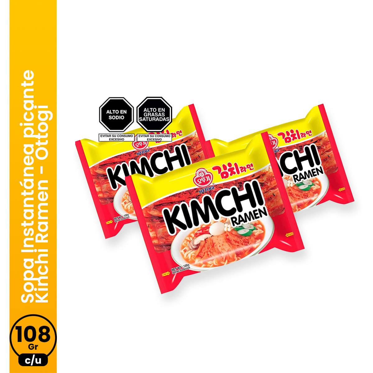 Sopa Instantánea picante Kinchi Ramen 120gr Ottogi 3 und