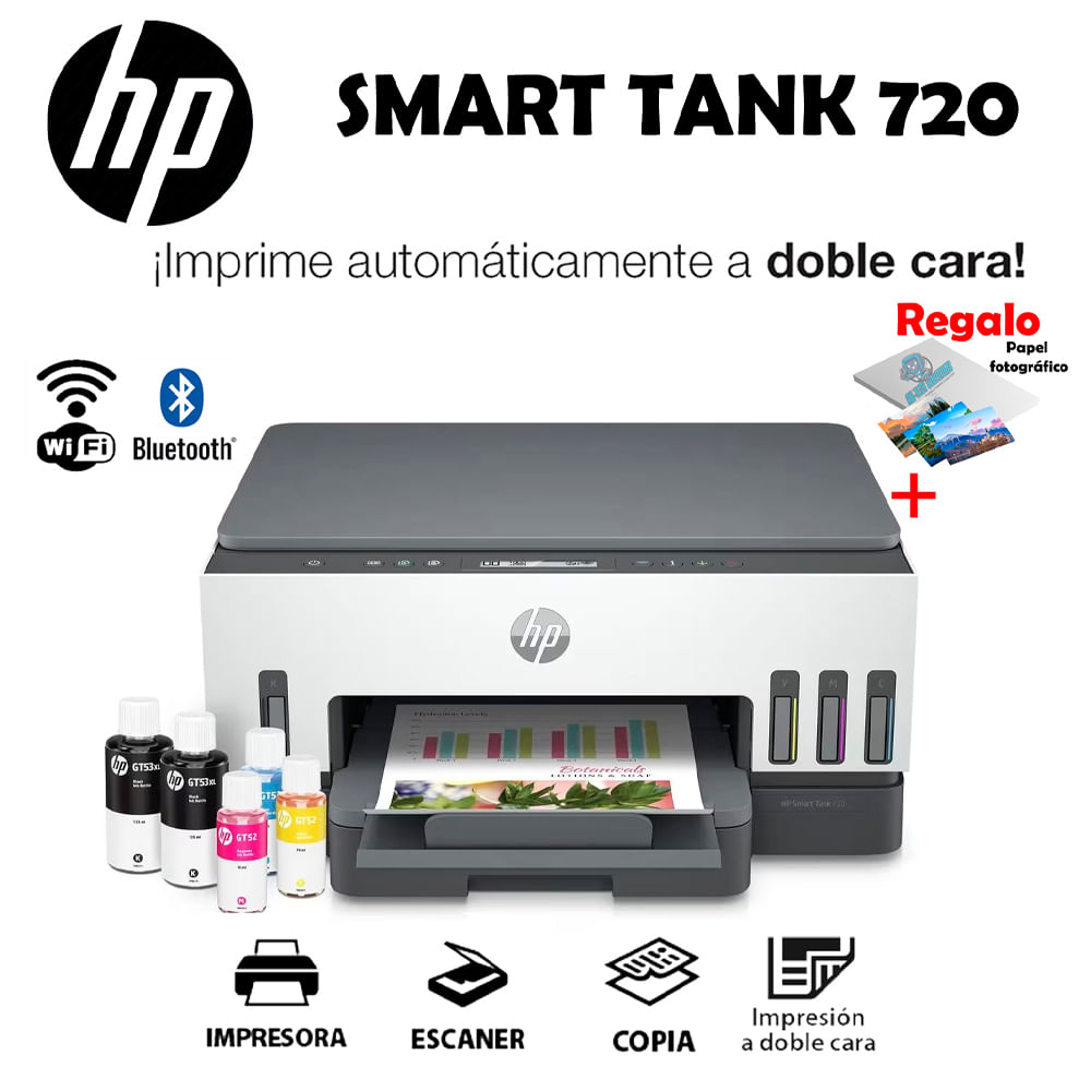 IMPRESORA MULTIFUNCIONAL HP 720 SMART TANK WIFI - DÚPLEX