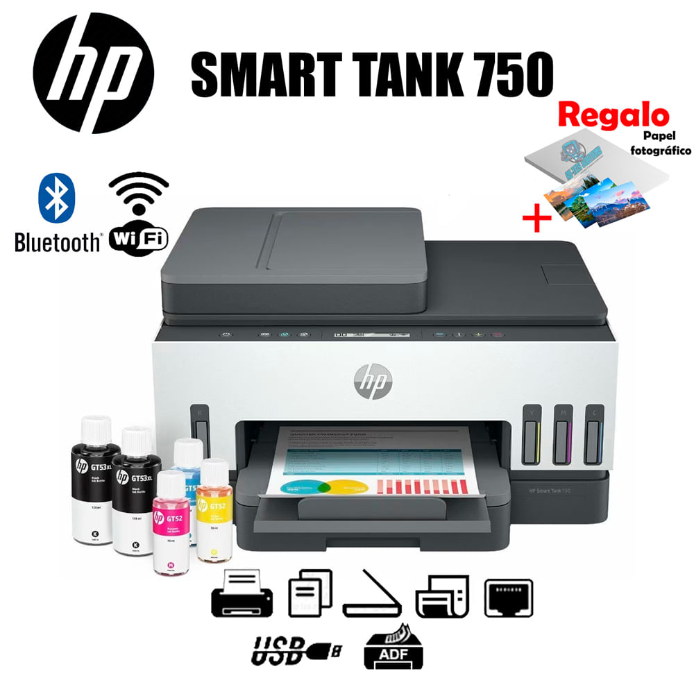 IMPRESORA MULTIFUNCIONAL HP 790 SMART TANK WIFI - RED - DÚPLEX - ADF