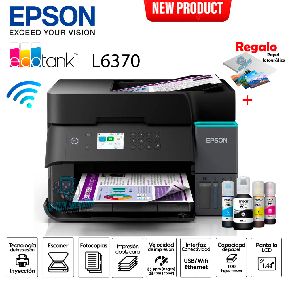 IMPRESORA EPSON MULTIFUNCIONAL ECOTANK L6370 WIFI - DÚPLEX - ADF