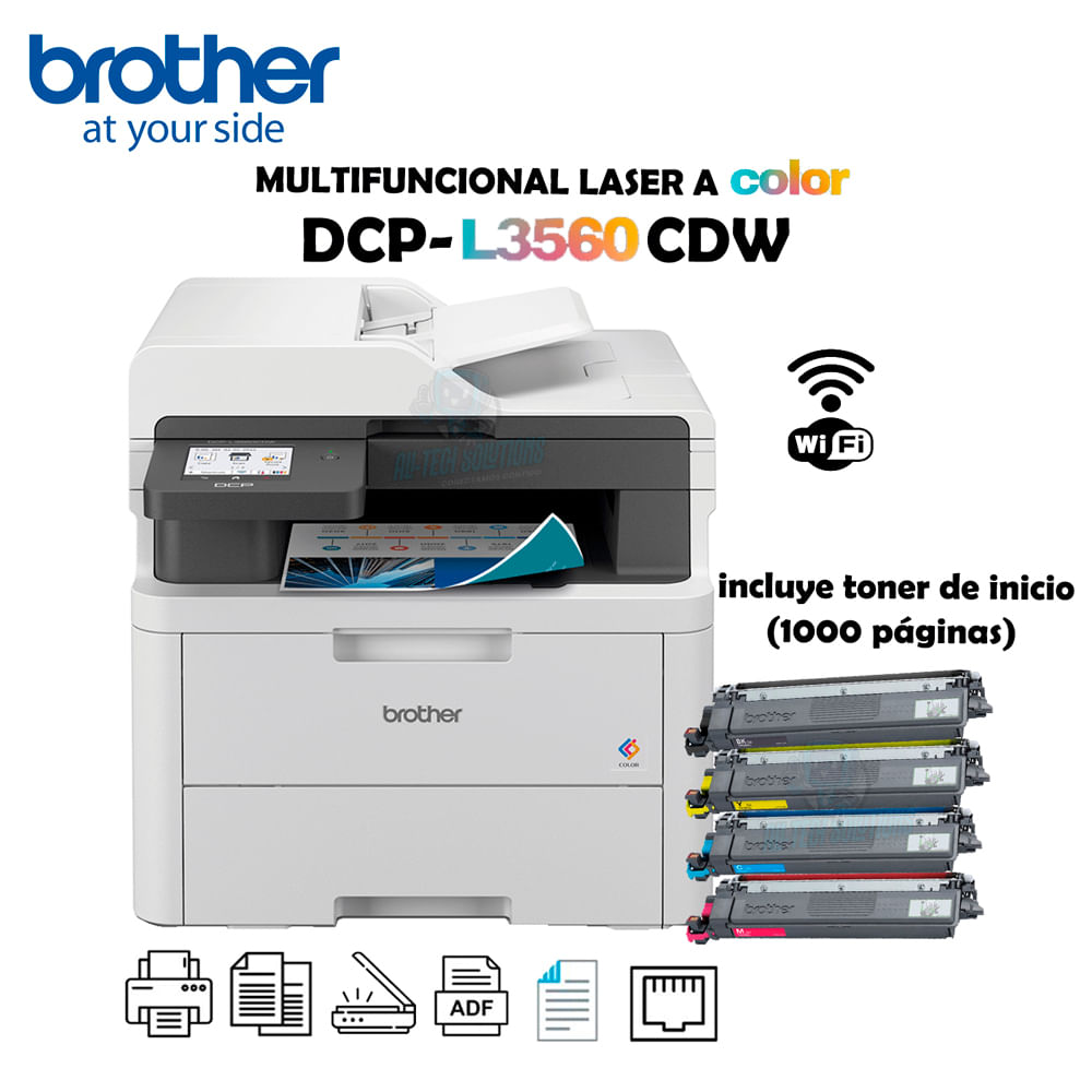 IMPRESORA MULTIFUNCIONAL LASER A COLOR BROTHER DCP-L3560CDW DUPLEX