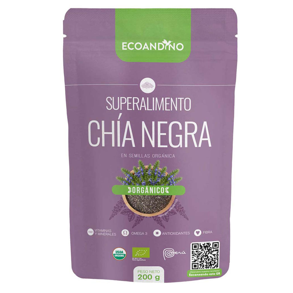Chía Negra ECOANDINO Granos Orgánicos Doypack 200g