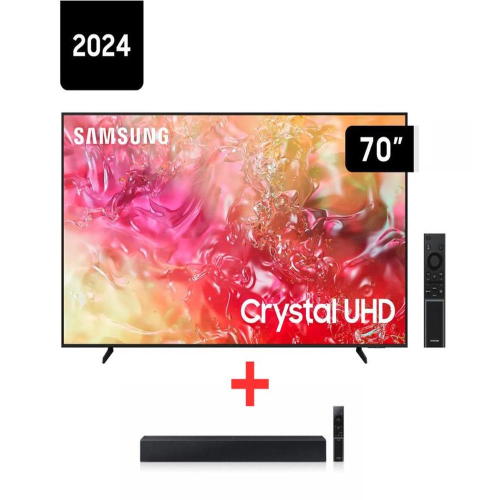 Televisor Smart TV Samsung 70 Ultra HD 4K DU7000 +SOUNDBAR SAMSUNG HW-C400 NUEVO - NEGRO