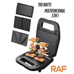  Sanguchera 3 en 1 intercambiable grill y wafel negro