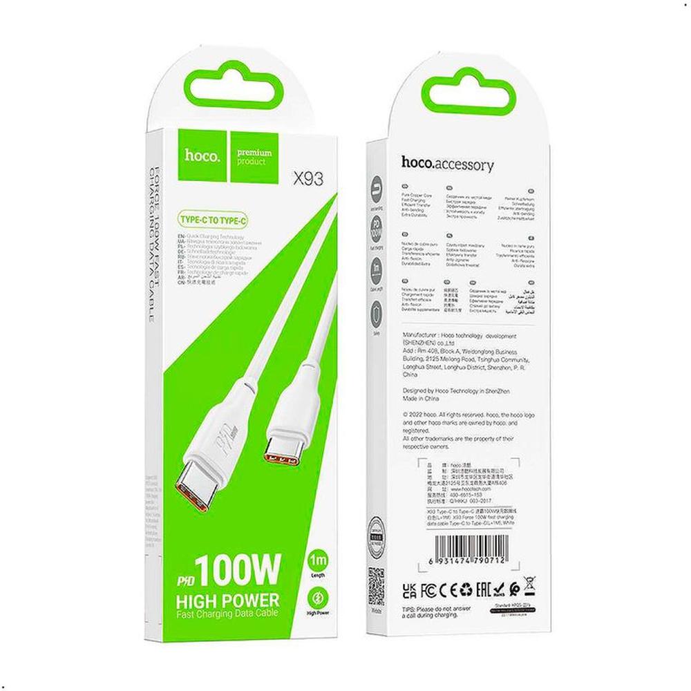 Cable Hoco X93 Carga Rapida Usb Tipo C A Tipo C Force 100w