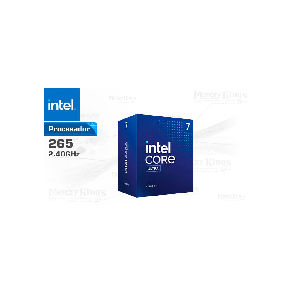 Procesador Intel Core Ultra 7 265 de 2.40GHz, 30MB Caché L3, 36MB Caché L2, 64 bits