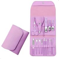 Set de Manicura y Pedicura 16 Piezas  en Acero Morado