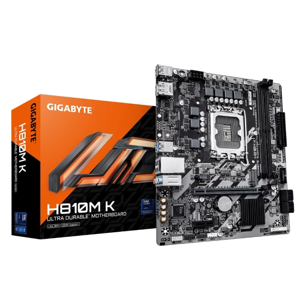 Placa base GIGABYTE H810M K micro-ATX, chipset Intel H810, socket LGA 1851, rendimiento optimizado.