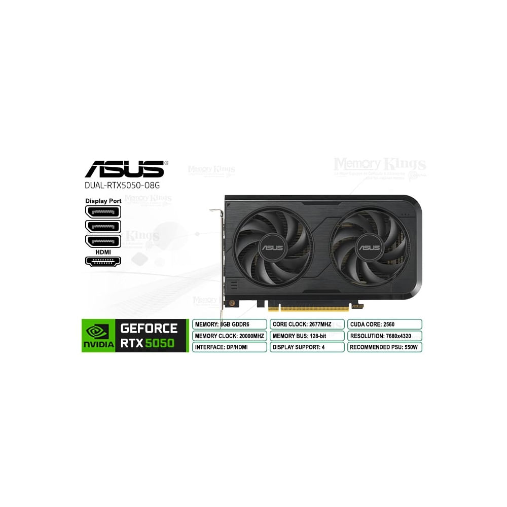 ASUS GeForce RTX 5050 8GB DUAL OC - Tarjeta Gráfica 128 bit para Gaming de Alto Rendimiento