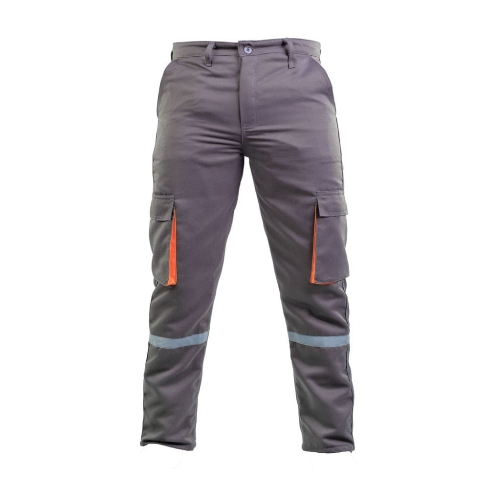 Pantalón Drill Tec Plomo Naranja Multibolsillo T-XL Werken