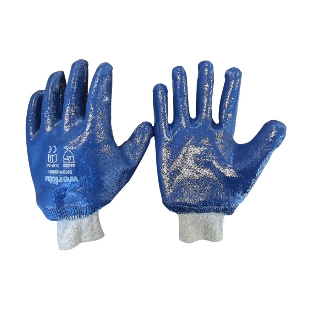 Guante de hilo con palma de nitrilo Azul Werken