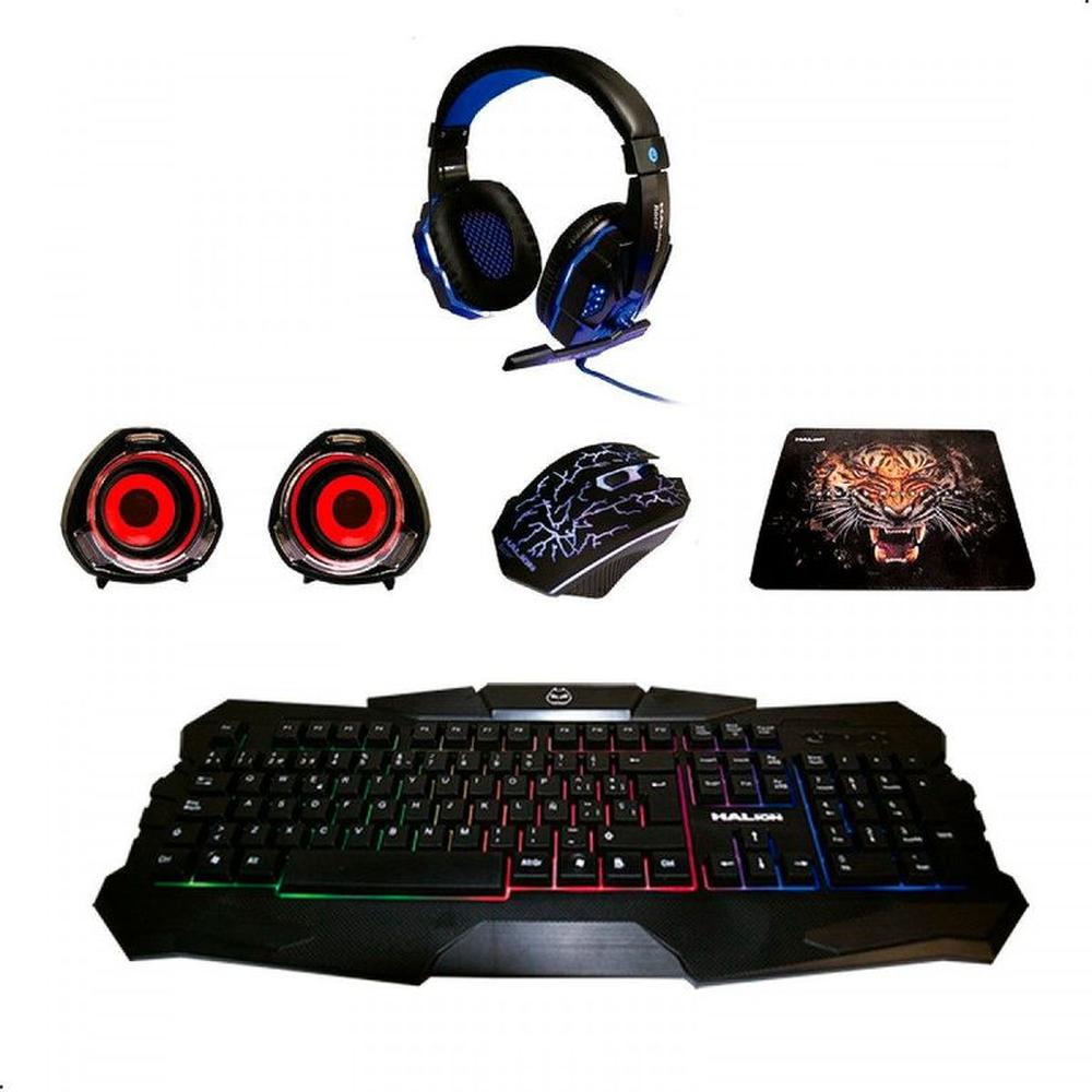 Combo Teclado Mouse Gamer Halion 5 En 1 RACER HA-830C