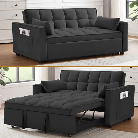 SOFA CAMA MULTIFUNCIONAL COLOR NEGRO 2 PLAZAS