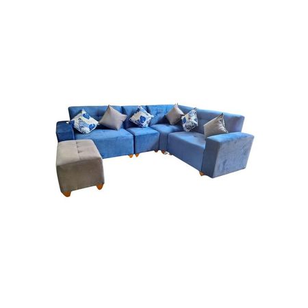 Seccional Leyva 4 piezas  Banqueta 4 Cojines  Azul