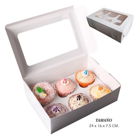 50 Cajas para 6 Cupcakes en Repostería