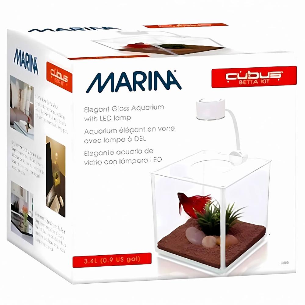 Marina Betta Kit "Cubus" 3.4 lt. luz de 3 LED  Acuario Hagen
