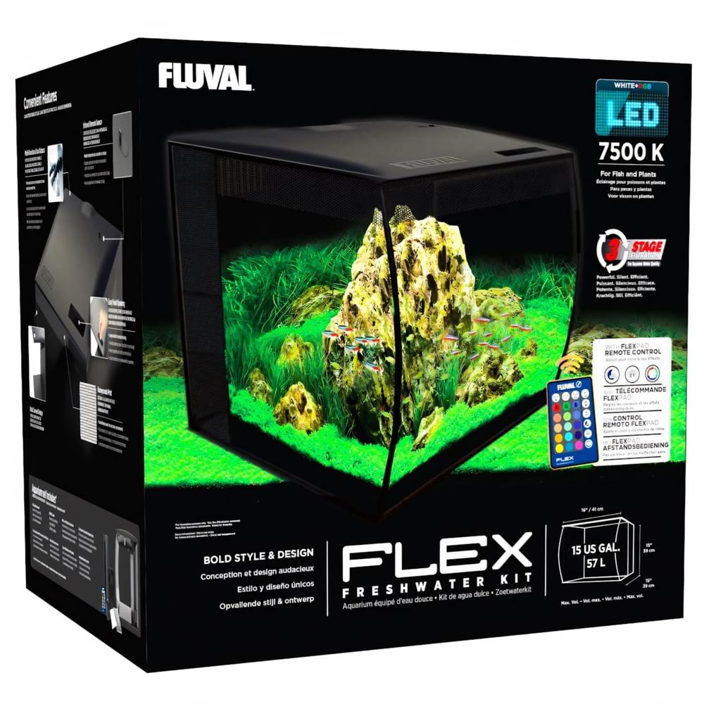 Acuario Fluval Flex Kit de 57 litros, con cristal frontal concavo, Hagen