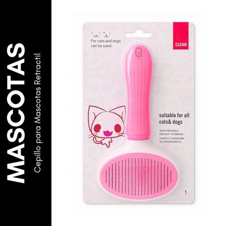 Cepillo para Mascotas Retractil Rosa