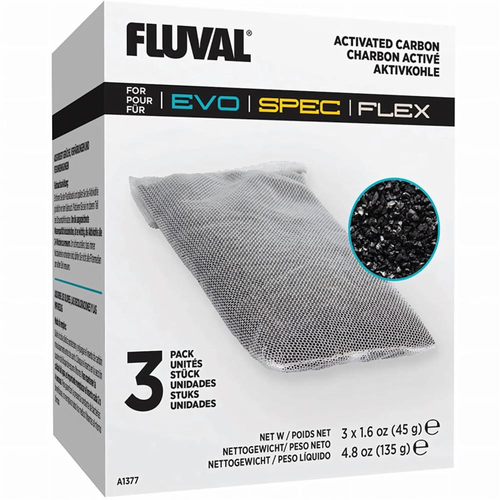 Carbón activado de filtros de acuario Fluval Flex 3 x 45 gr
