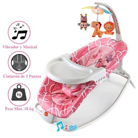 Silla Mecedora  Musical con Vibrador Ocean Rosado Silla Mecedora Musical con Vibrador Ocean Rosado