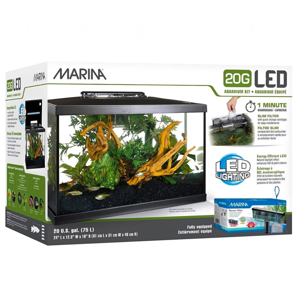 Kit De Acuario De Vidrio Marina Led 20G De 76 Ltrs
