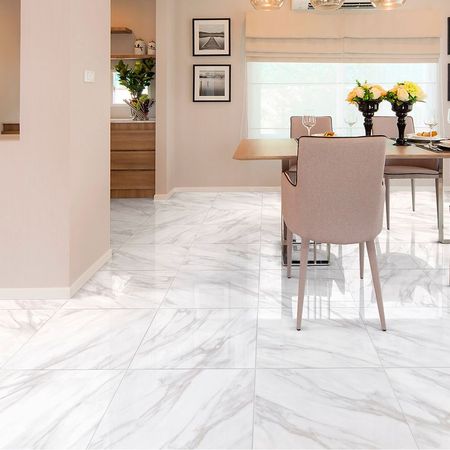 Piso Cerámico Marmolizado Sandy White 45x45cm 2.23m2 Celima