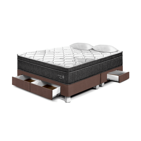 Cama Pocket Star Con Cajones King Chocolate Paraiso