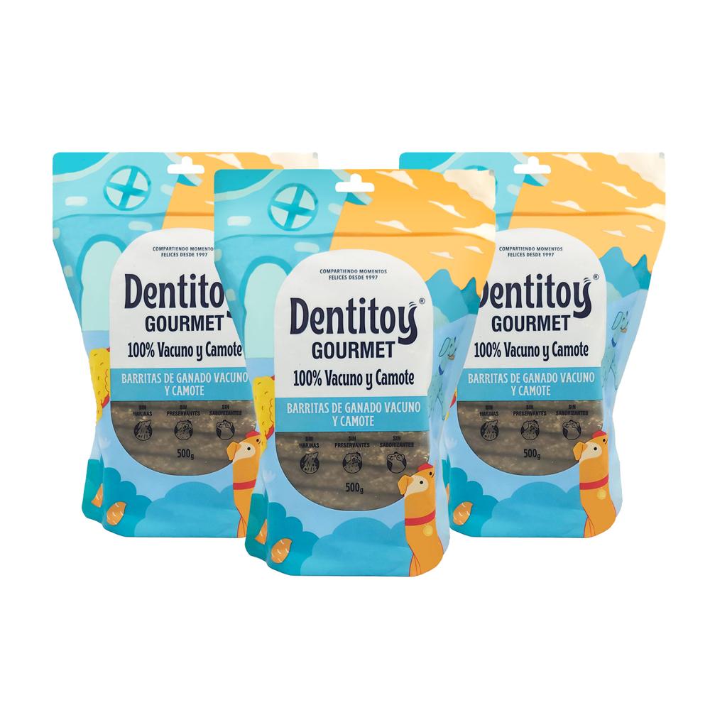 Barritas de Vacuno y Camote Dentitoy Gourmet Bolsa 500g Pack x 3