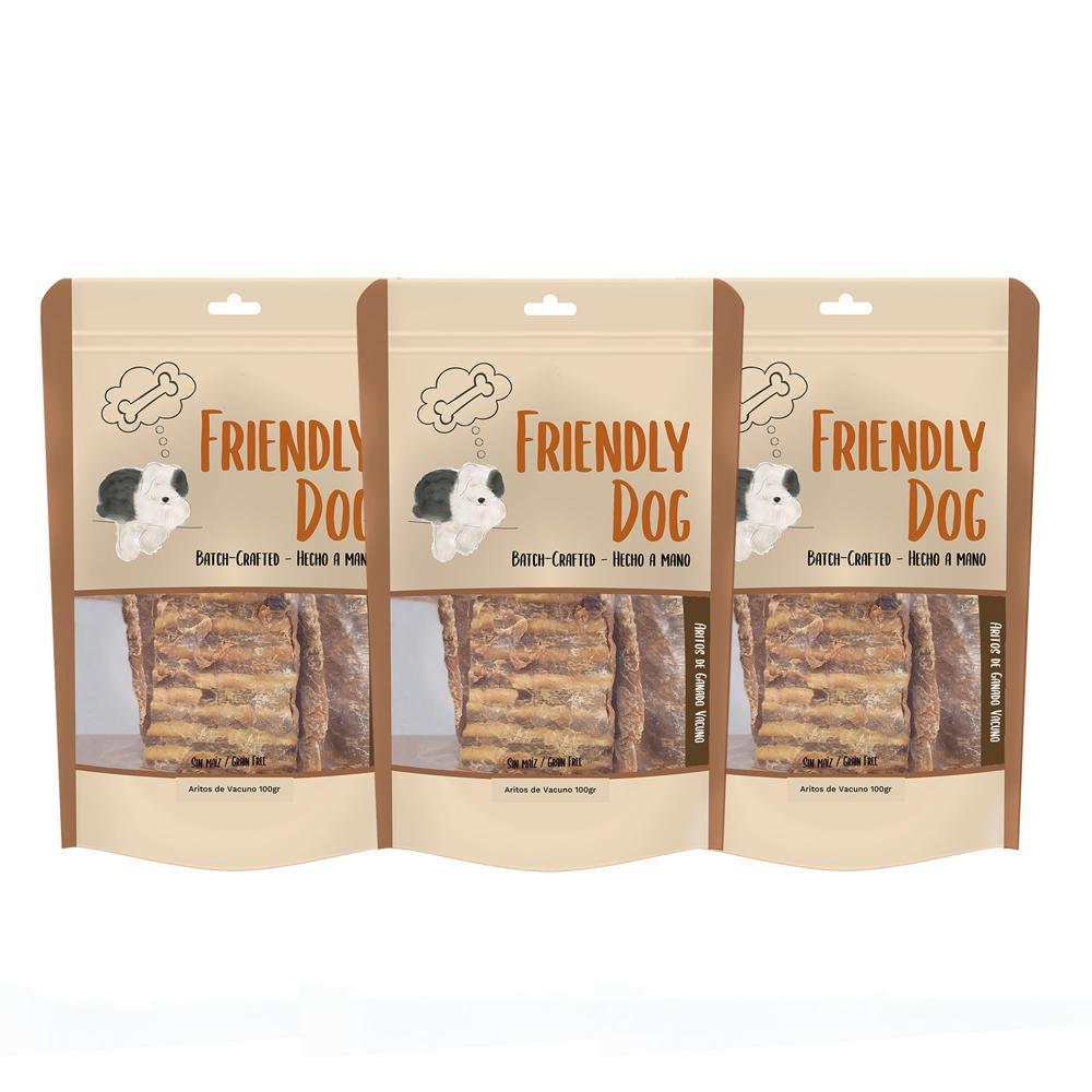Aritos de Tráqueas Grande Friendly Dog Bolsa 100g Pack x 3