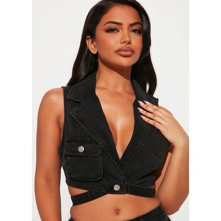 Blusa Chaleco Top Jean Mujer 32 Negro