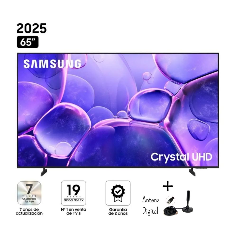 TELEVISOR SMART TV SAMSUNG UHD 65 CRYSTAL 4K UN65U8000F TV 2025 + Antena Digital
