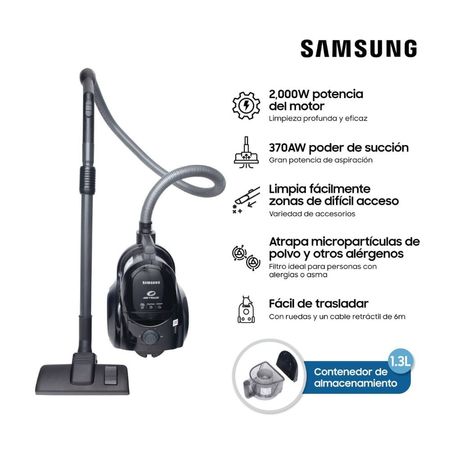 Aspiradora Samsung Vcc4580v3k/xzs Ciclónica 2000w Negro - Cable Retráctil 6m