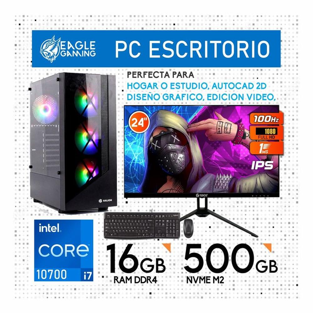 CPU INTEL CORE I7 10700 RAM 16GB DISCO SSD m2 500GB + MONITOR 24 IPS + KIT