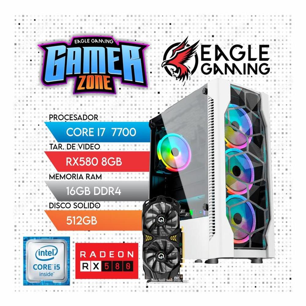 Computadora PC GAMER Core I7 7700 + 16GB RAM + SSD 512GB + RX 580 8GB + CASE RGB
